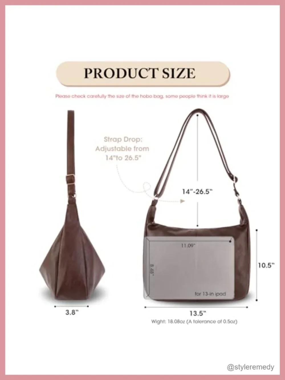 Women's Soft PU Leather Slouchy Hobo Bag - Large Capacity Shoulder Crossbody